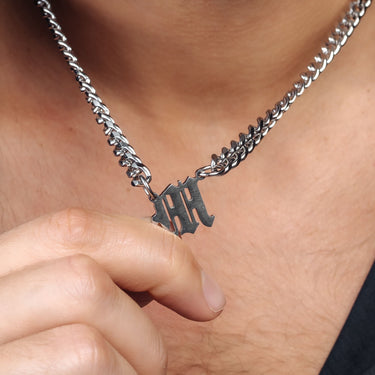 Silver Man Necklace - Initial Necklace - Fire Letter Necklace - Mens Chain Necklace Necklace Brother & Sisters